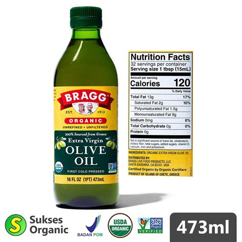 Jual Bragg Organic Extra Virgin Olive Oil 473ml (16oz) | Shopee Indonesia