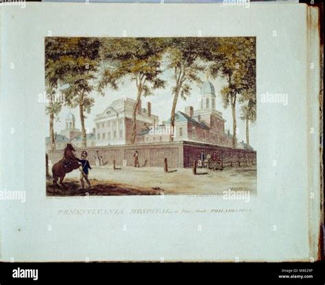 A historic view of Pennsylvania Hospital, located on Pine Street in ...