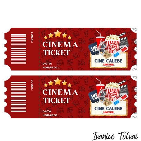 Ticket - Cine Calebe | Festa de cinema, Ingressos de cinema, Festa de filme