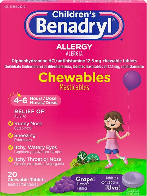 Buy Children's Benadryl Allergy Chewables with Diphenhydramine HCl ...