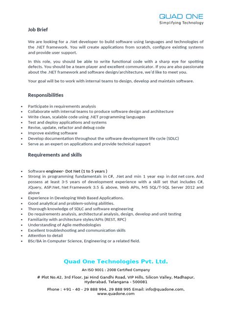 Image result for .Net Developer JD