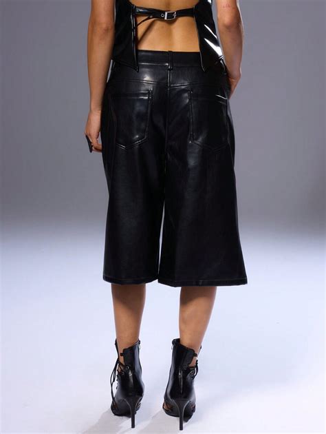 MUSERA PU Longline Jorts שנות ה-90 אביב קיץ | SHEIN IL