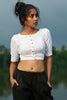 White linen button down boat neck readymade blouse– The Kaithari Project