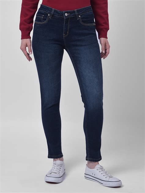 Buy Women's Blue Mid Rise Slim Slim Fit Sustainable Jeans Online ...