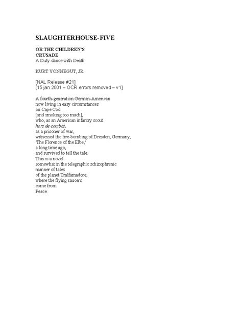 Slaughterhouse-five - Slaughter House Five PDF - SLAUGHTERHOUSE-FIVE OR ...