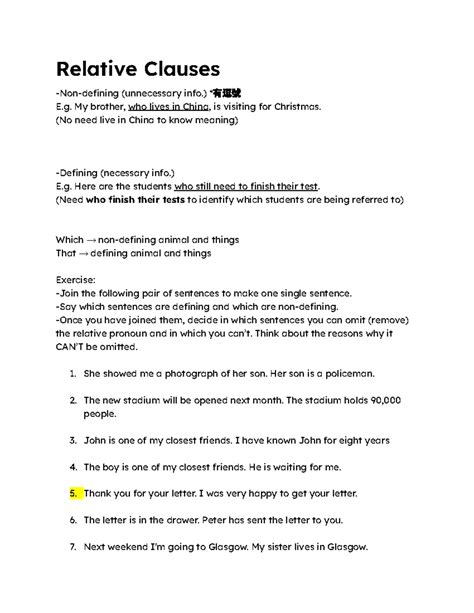 Relative Clause Notes (ENG 101) - Studocu