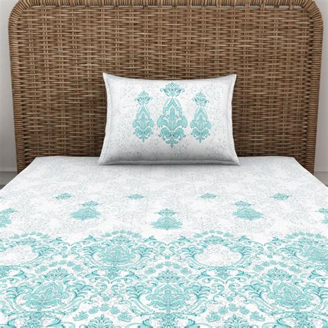 Buy SPACES Reagalis White Printed Cotton Single Bedsheet Set -152x224cm ...