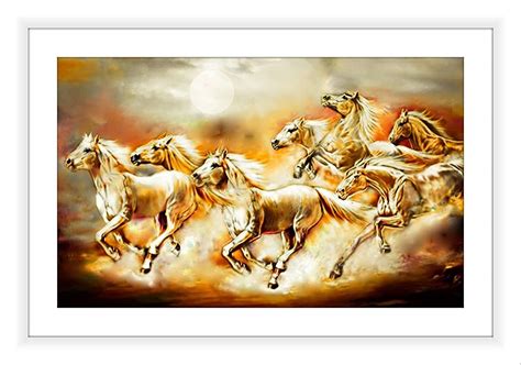 Buy SHSWorks Fengshui - Seven Running Horses Wall Art Canvas Artwork ...