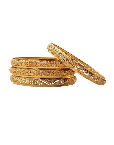 Buy 3 Packs of Gold Plated Alloy Traditional Bangle Set in 3 Sizes 2.4 ...
