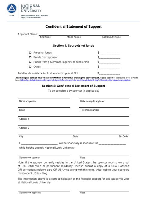 NLU Confidential Statement of Support for Financial Aid Applicants ...