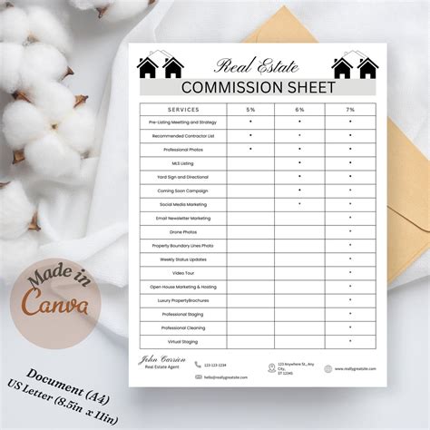 Real Estate Commission Sheets, Listing Commission Sheet Templates, Real ...