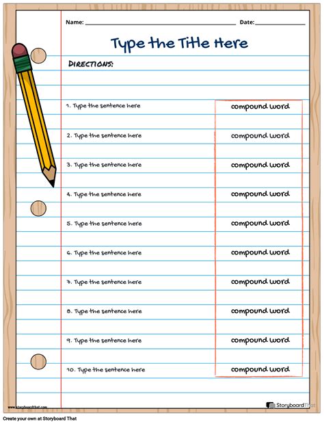 Free Compound Word Worksheets: Storyboard That Templates