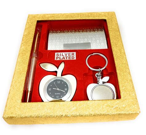 Lavanaya Silver - Silver Plated Gift Set Pen, Visiting Card Holder ...