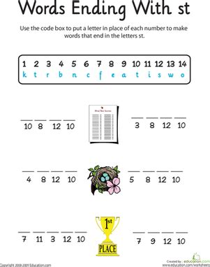 Word Endings: -St | Worksheet | Education.com