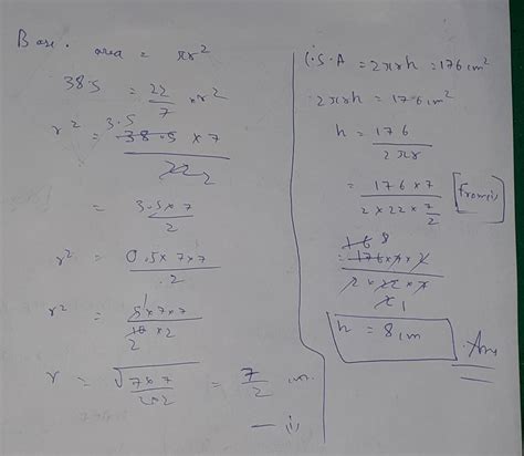 the lateral surface area of a cylinder is 176 CM square of its base ...