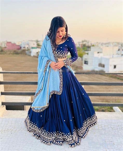 Blue Soft Georgette Lehenga choli with Embroidery work