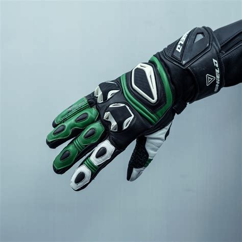 Shield Raw Full Gauntlet Gloves- White Green – LRL Motors