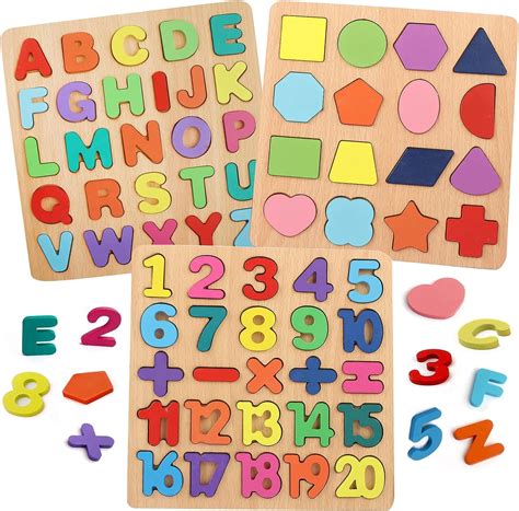Novo Baby Colorful Wooden Puzzle Set Featuring 3D Capital Alphabets ...