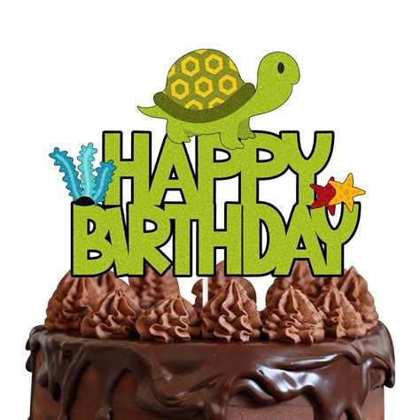 Buy Sea Turtle Happy Birthday Cake Topper,Turtle Marine Life Happy ...