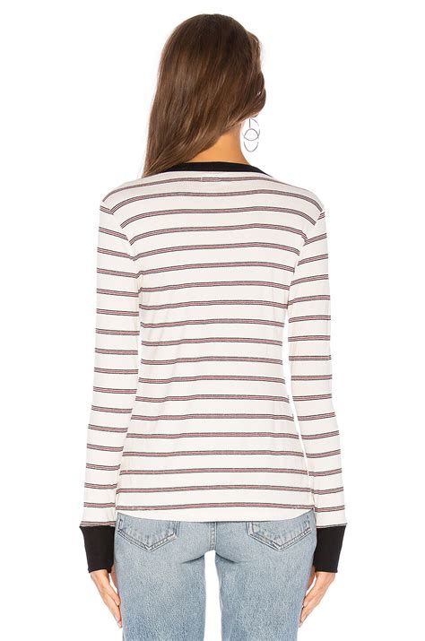 Michael Lauren Fenton Long Sleeve Fitted Top in Creme Stripe & Black ...