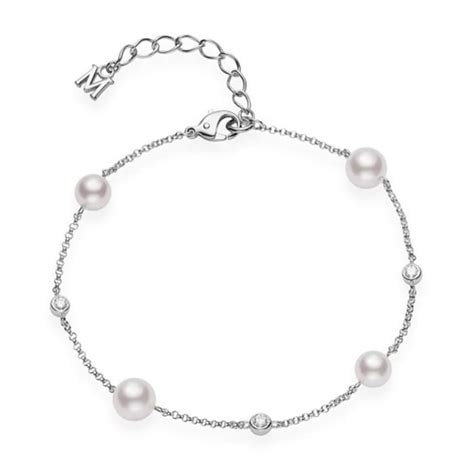 Mikimoto Pearl Chain Collection Akoya Pearl & Diamond Set White Gold ...