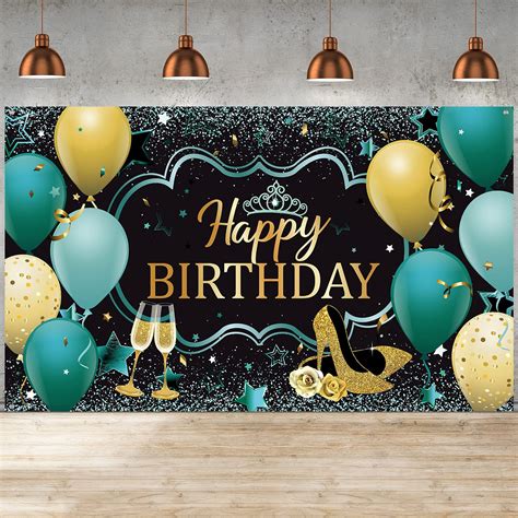 Buy Glitter Teal Turquoise Happy Birthday Decoration for Women Green ...
