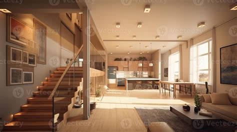 One Floor house Interior with Modern Style. 22773109 Stock Photo at ...