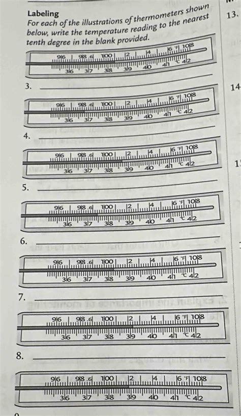 Solved: Labeling For each of the illustrations of thermometers shown ...