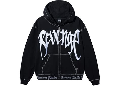REVENGE XXXTENTACION KILL CONTRAST ZIP HOODIE BLACK/WHITE