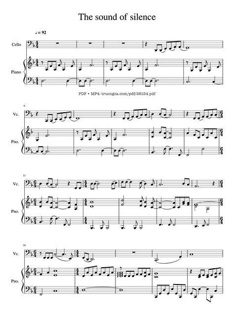 [Sheet] The sound of silence Piano - Cello Violin PDF, chords Piano, mp4/midi