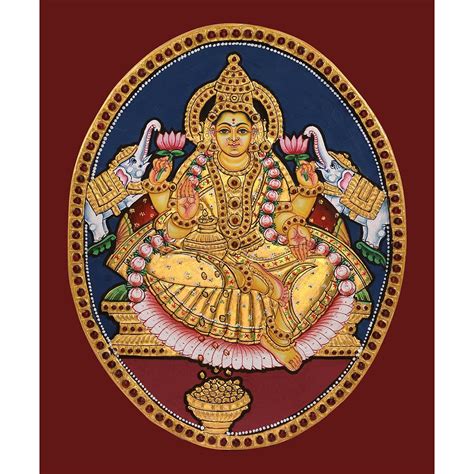 AllZon Goddess Mahalakshmi Red Digital Tanjore Art with Rectangular ...