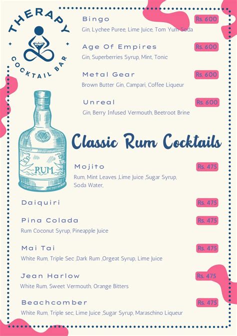 Therapy Cocktail Bar Menu, Menu for Therapy Cocktail Bar , Khar ...