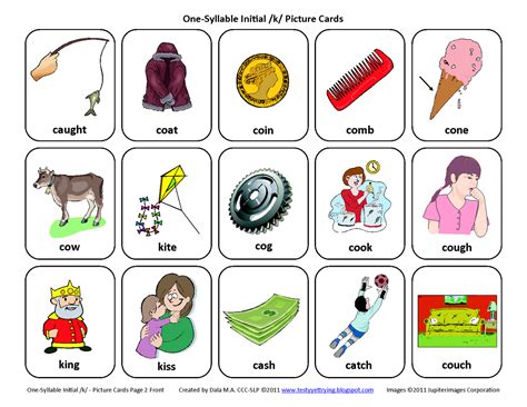 Testy Yet Trying Final K Free Speech Therapy Articulation Picture Cards