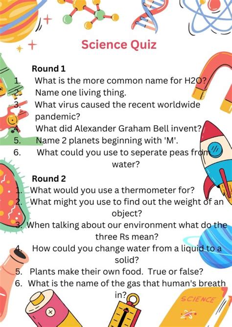 Science Quiz Questions 的图像结果