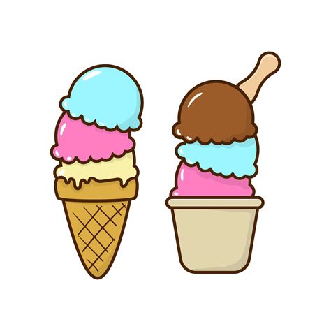 Ice cream scoop vector illustration in cute cartoon style isolated on ...