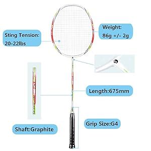 Buy Senston Two Pieces Graphite Shaft Badminton Racquet,Badminton ...