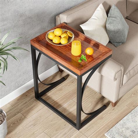 Tribesigns C Shaped End Table, C Side Table for Sofa, Couch Table Snack ...