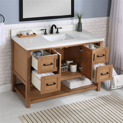 allen + roth Harwood 48-in Natural Undermount Single Sink Bathroom ...
