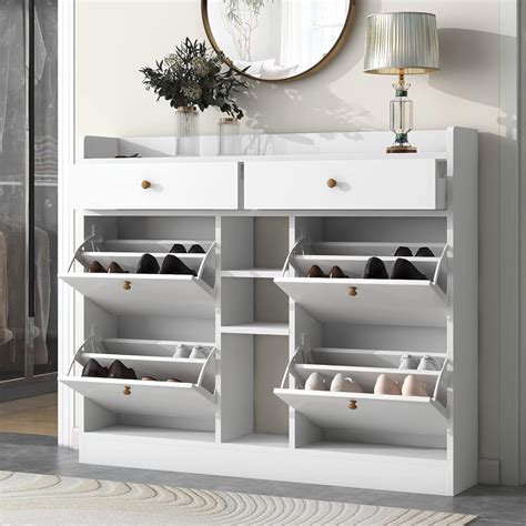 Amazon.com: Harper & Bright Designs Modern Shoe Cabinet with 4 Flip ...