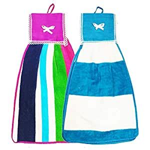 Heart Home Hanging Cotton 2 Pieces Cotton Washbasin Napkin/Hand Towel ...