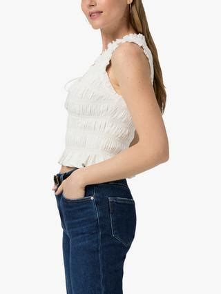 PAIGE Devi Smock V-Neck Ruffle Top, White