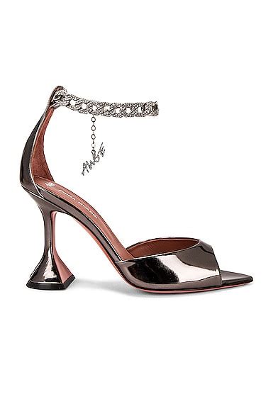 AMINA MUADDI x AWGE Flacko Sandal in Dark Grey & Dark Silver Crystal | FWRD