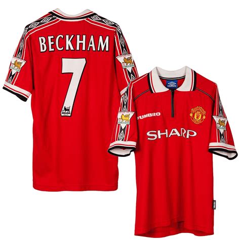 David Beckham 7 Manchester United 1998-1999 Umbro Home Retro Jersey ...