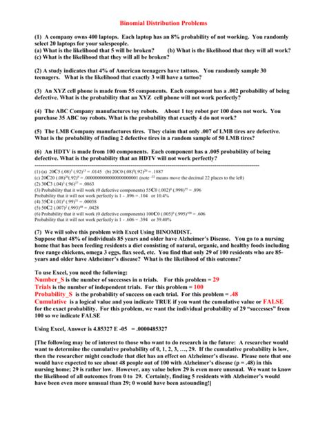 Image result for Binomial Distribution Problems and Answers