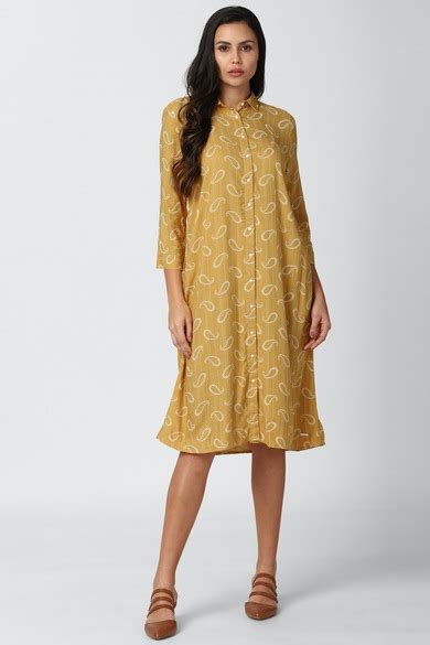 Buy Women Yellow Print Knee Length Casual Dress Online - 681135 | Van ...