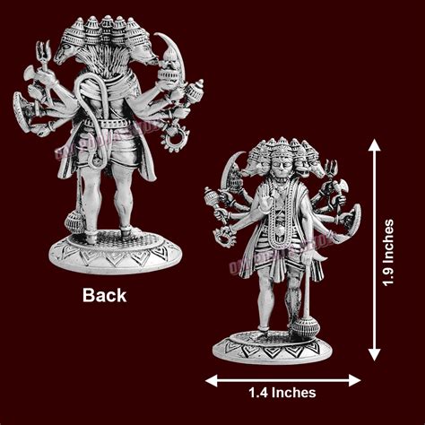 Panch Mukhi Hanuman with Standing Posture Idol in 925 Silver