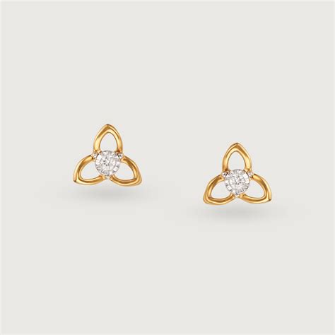 Trinity Bloom 14 Kt Gold and Diamond Stud Earrings