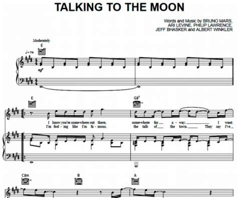 Bruno Mars - Talking To The Moon Free Sheet Music PDF for Piano | The ...