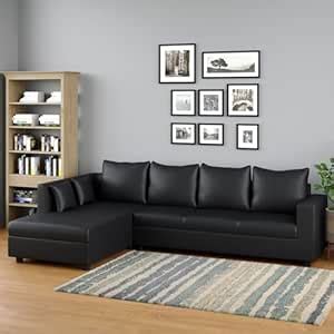 WESTIDO Leatherette 6 Seater Sofa (Finish Color - Black, DIY(Do-It ...