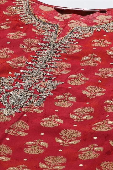 Green & Maroon Modal Blend Straight Kurta Pant Suit Set